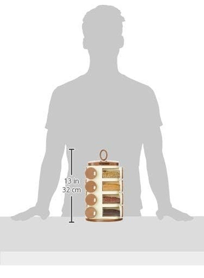 Floraware Revolving 16 Jars Spice Rack, Kitchen Masala Box, Light Brown, BPA Free - Image 3